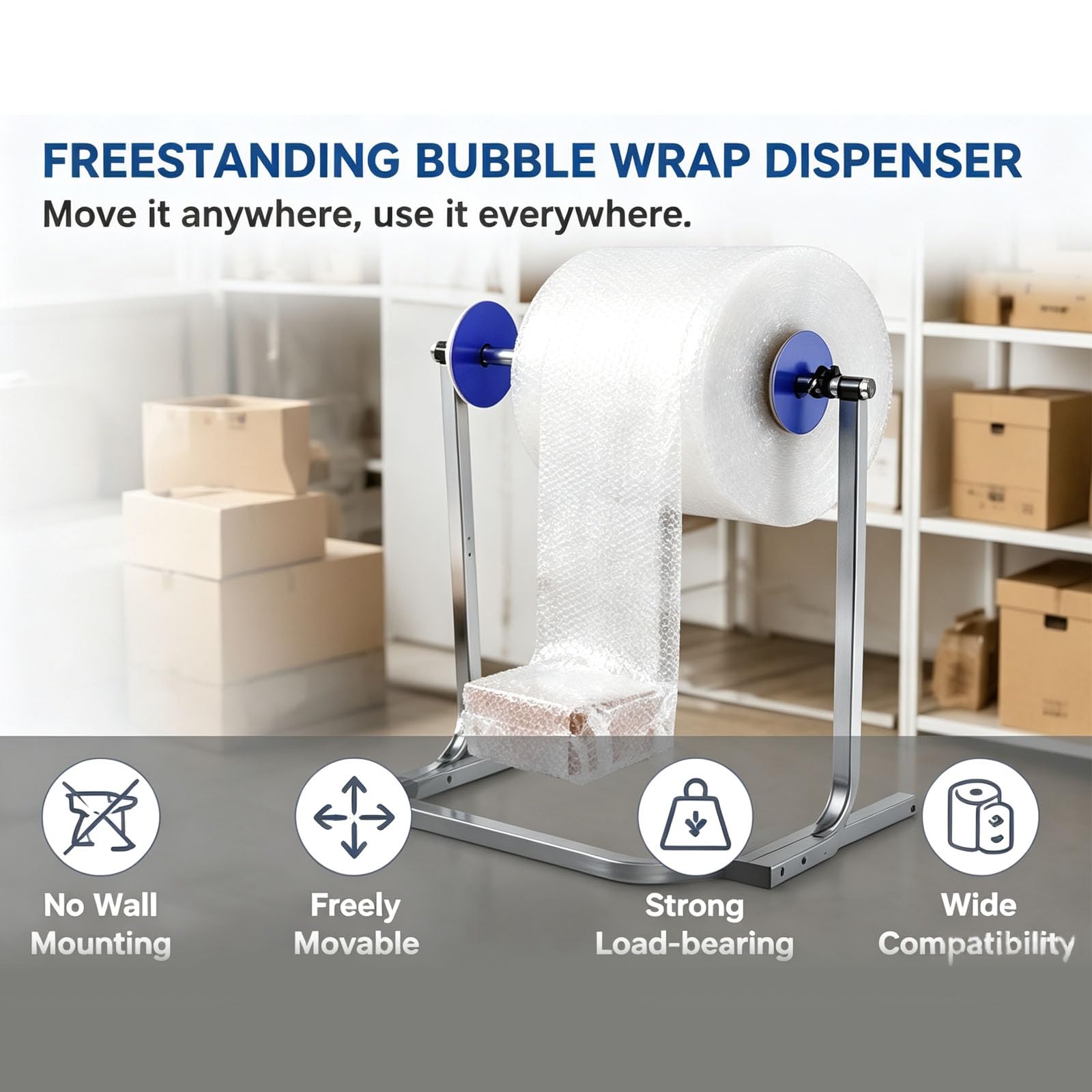 Rollenspender Für Luftpolsterfolie, 84 cm Hoch, Verzinktes Stahl-verpackungsgestell Mit Schnellwechsel-klemme, Stabiler Spender Für Luftpolsterfolie, Für Lager- 40cm