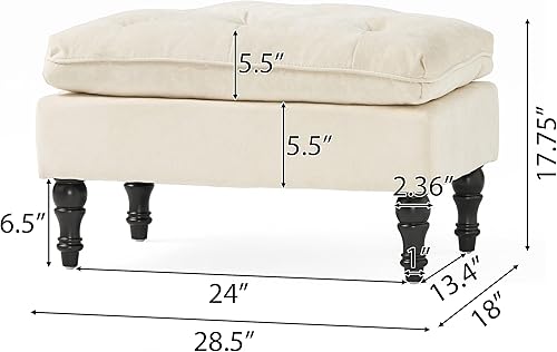 Miniatura 3 de Christopher Knight Home Otomana de tela copetuda en crema, color crema