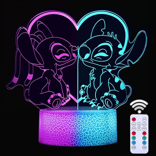 FSPGLS Lámpara de puntada de dos colores 2 en 1, luz nocturna 3D ilusión 3D, luces USB acrílicas para decoración de habitación, decoración de