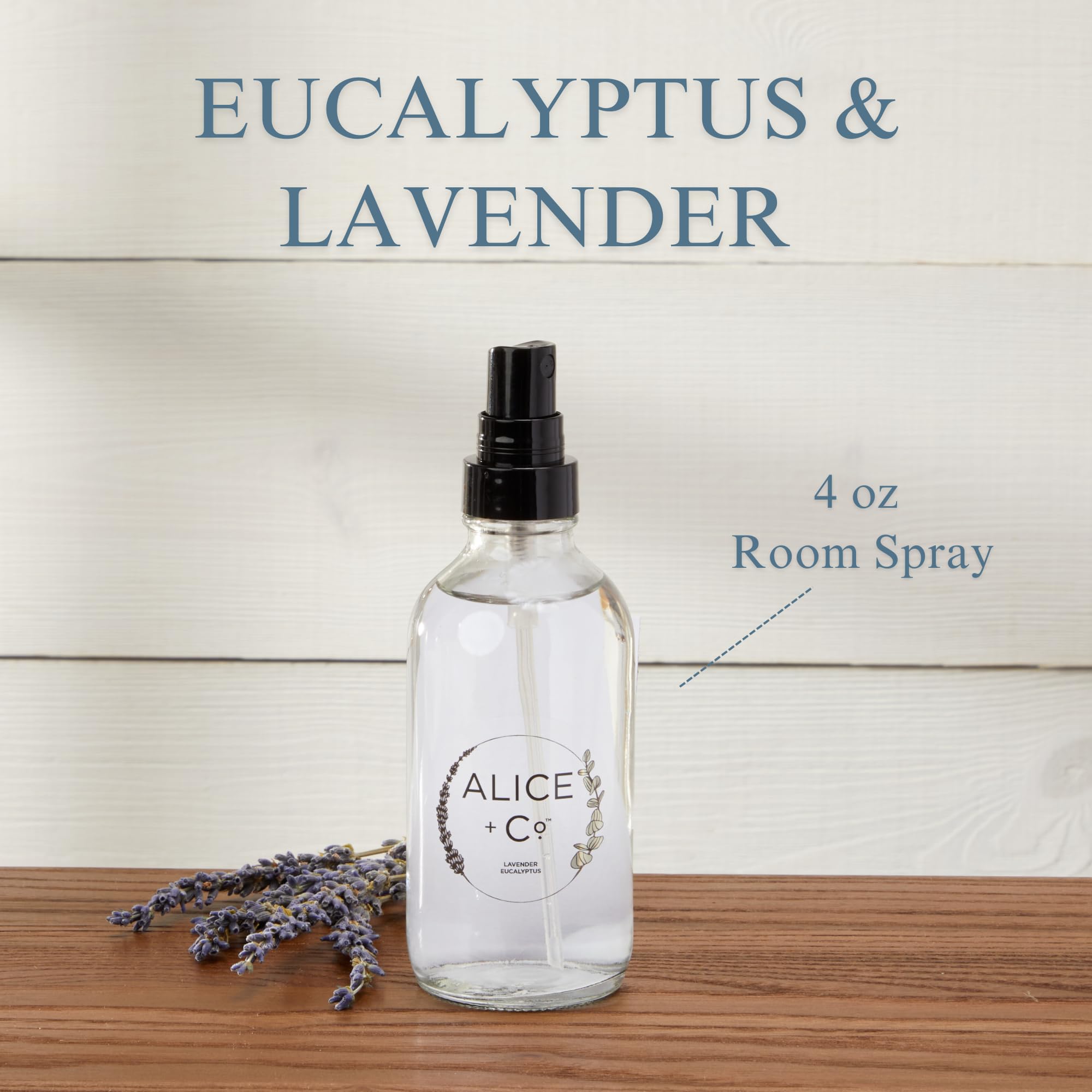 Alice + Co. Room Spray | Lavender & Eucalyptus Scent Mist | Fairfield by Marriott | TownePlace | SpringHill | Home & Bath Spray | 4 oz. Glass Bottle