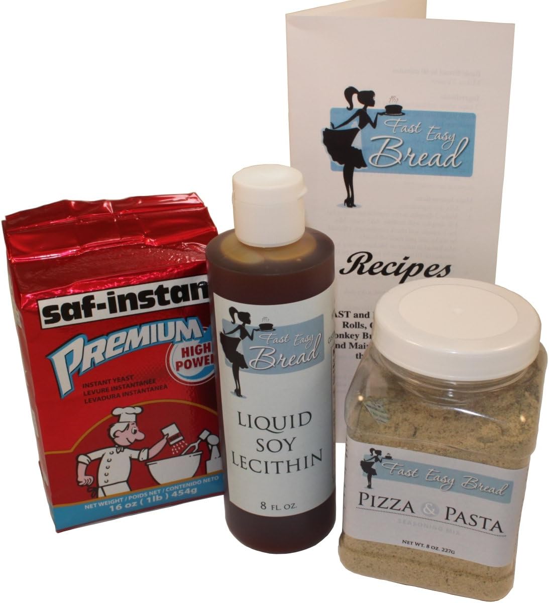 Homemade Pizza & Bread Bundle: Premium Instant Yeast, Liquid Soy Lecithin, and Pizza Pasta Seasoning to Make 44 Batches of Bread, Pizza, Cinnamon Rolls, etc.