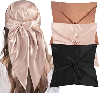 35 Large Square Satin Head Scarf - 3Pcs Silk Like Head Scarves Silk Bandana Satin Hair Scarf Head Wraps For Women