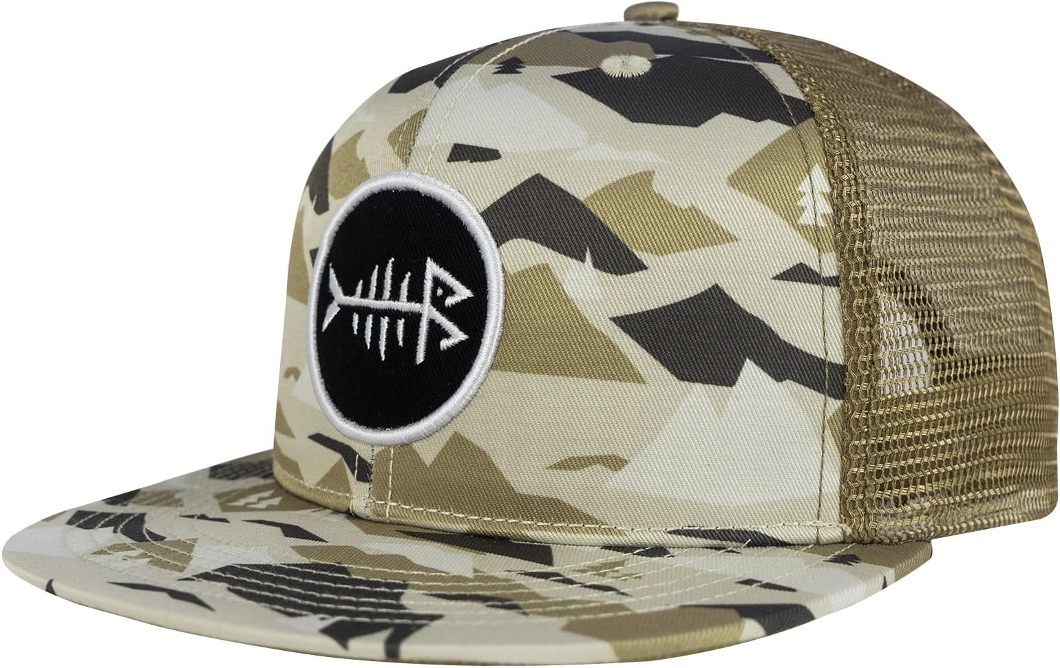 Flat Brim Trucker Cap Adjustable Snapback Hat Mesh Back for Men Women