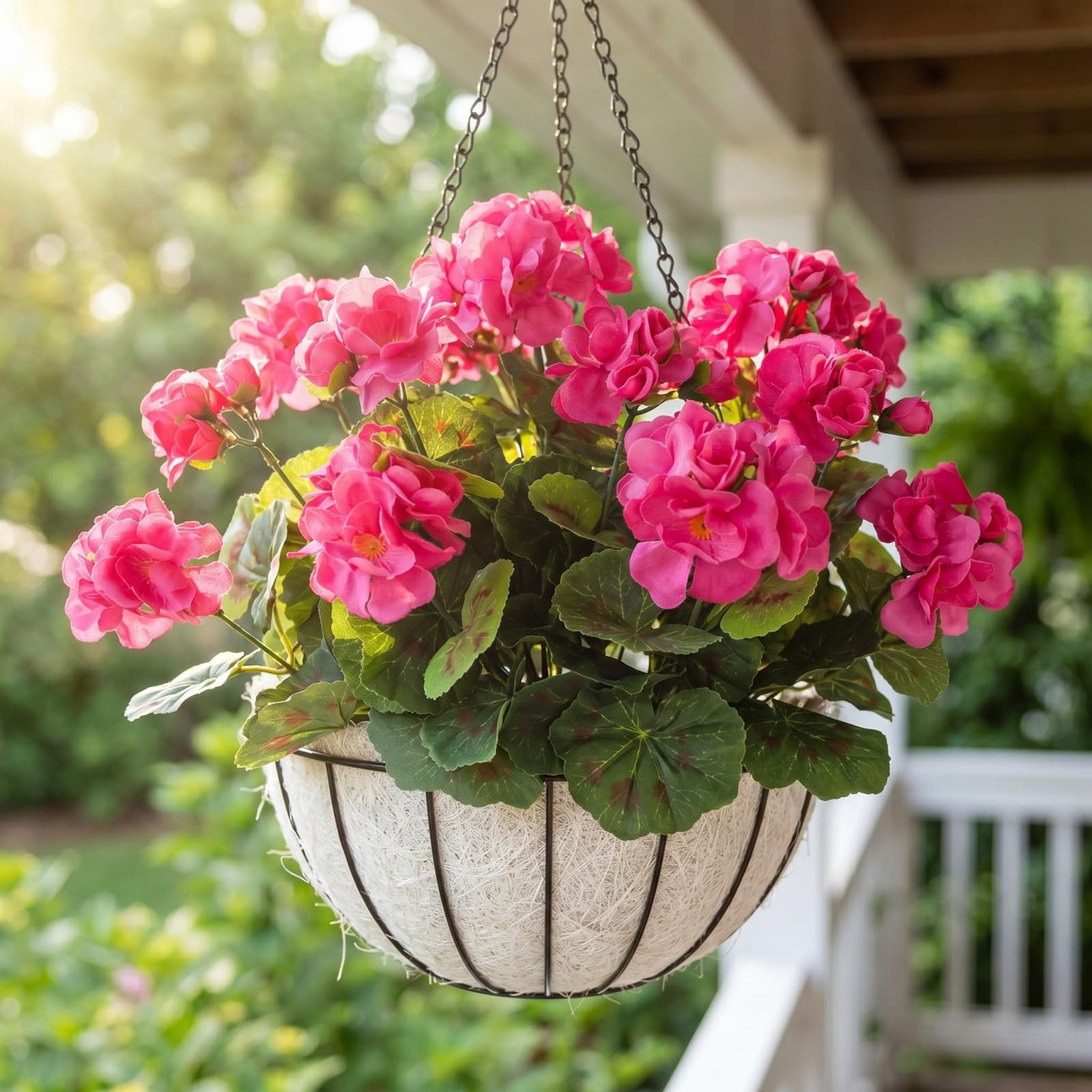 4 paquetes de flores artificiales geranios plantas de imitación para exteriores, primavera y verano, decoración de flores de seda falsas, resistentes a los rayos UV, plantas interiores para
