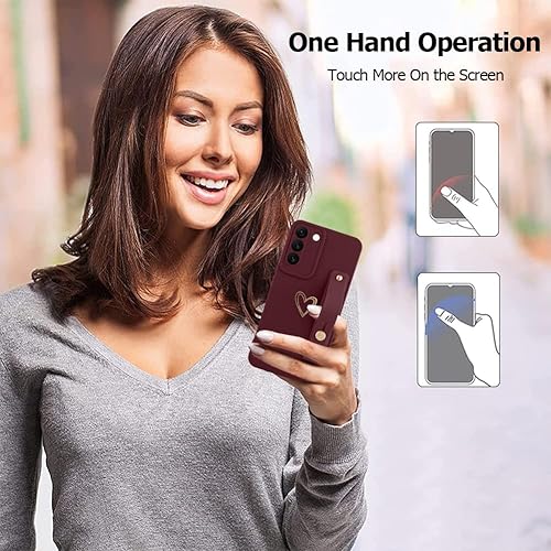 Miniatura 2 de Fiyart Funda para Galaxy S22 5G - Lindos corazones de amor, funda protectora delgada, protección de cámara, soporte y correa para la muñeca, 6.1