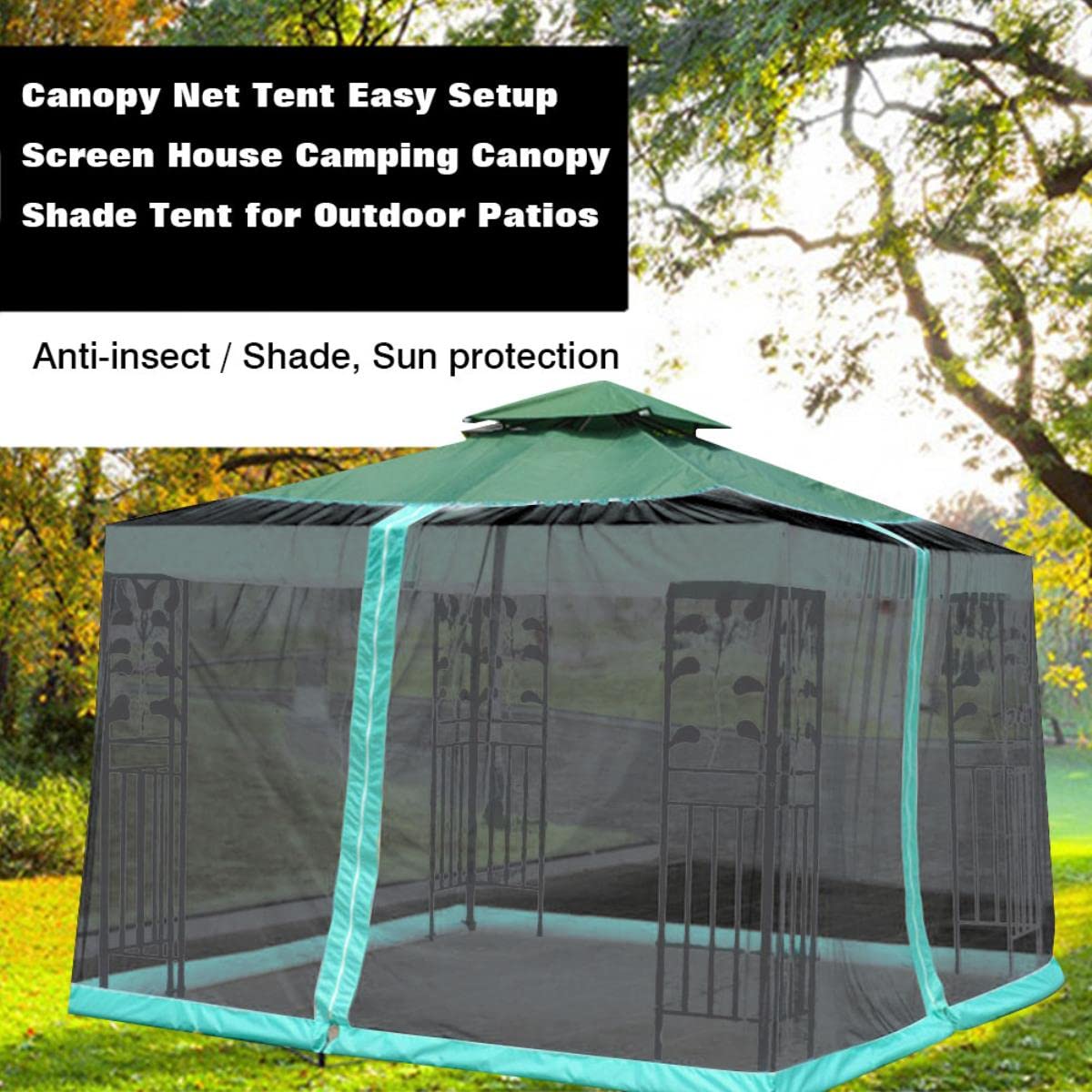 Ombrello Zanzariera Regolabile in Altezza Schermo Portatile Leggero Resistente Ai Raggi UV Stile Gazebo Zanzariera Campeggio All'aperto-300x300x230cm,Francia