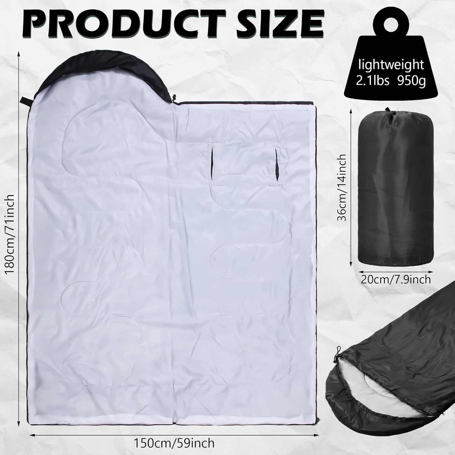 HunnmingRe 2 Pcs Wearable Sleeping Bag for Adults with Arm Reach, 3 Season Warm Cool Weather, Waterproof Camping Sleeping Bag for Hiking, Backpacking, Outdoor Travel, and Hunting