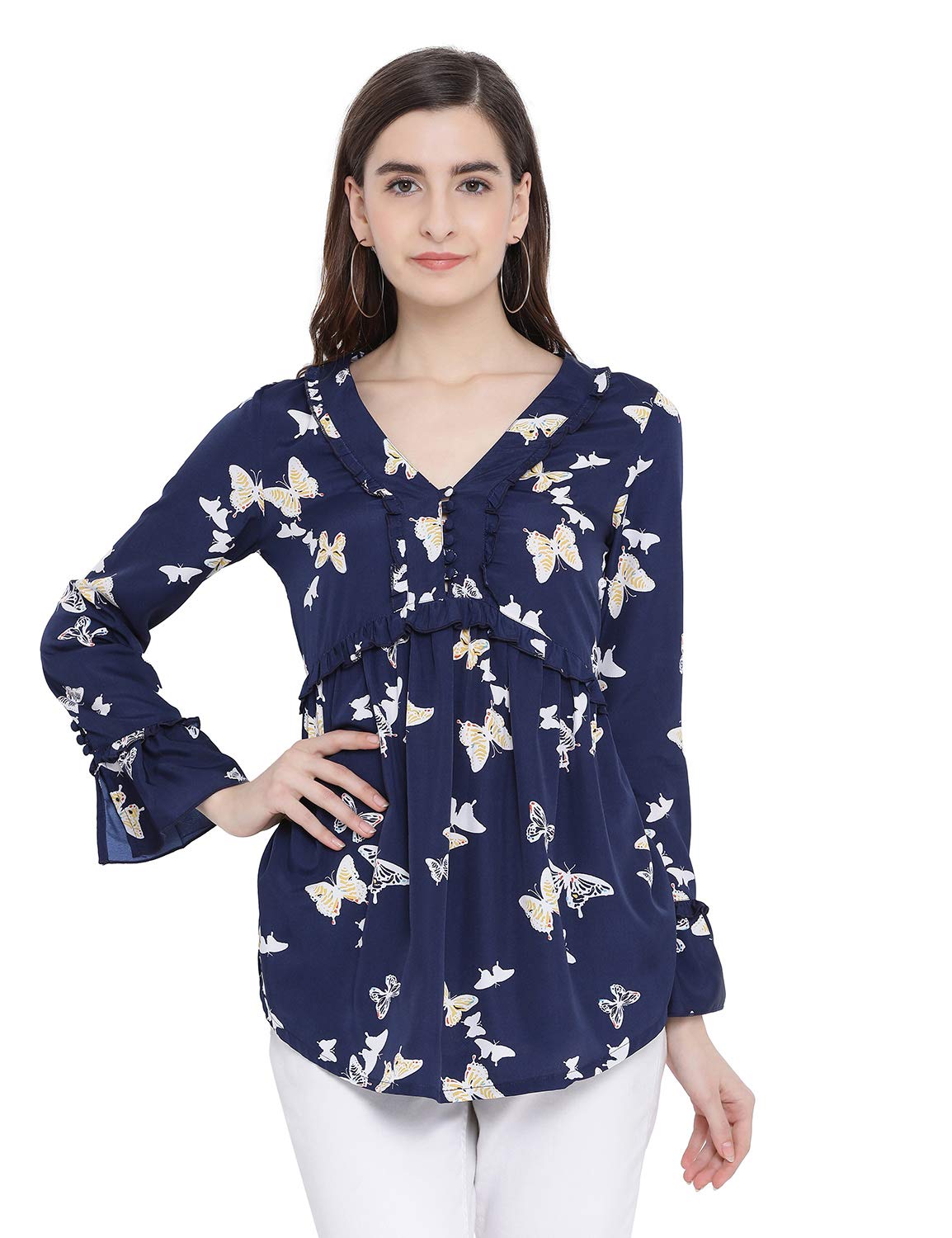 oxolloxo Women V Neck Long Sleeves Printed Tops-picture-49
