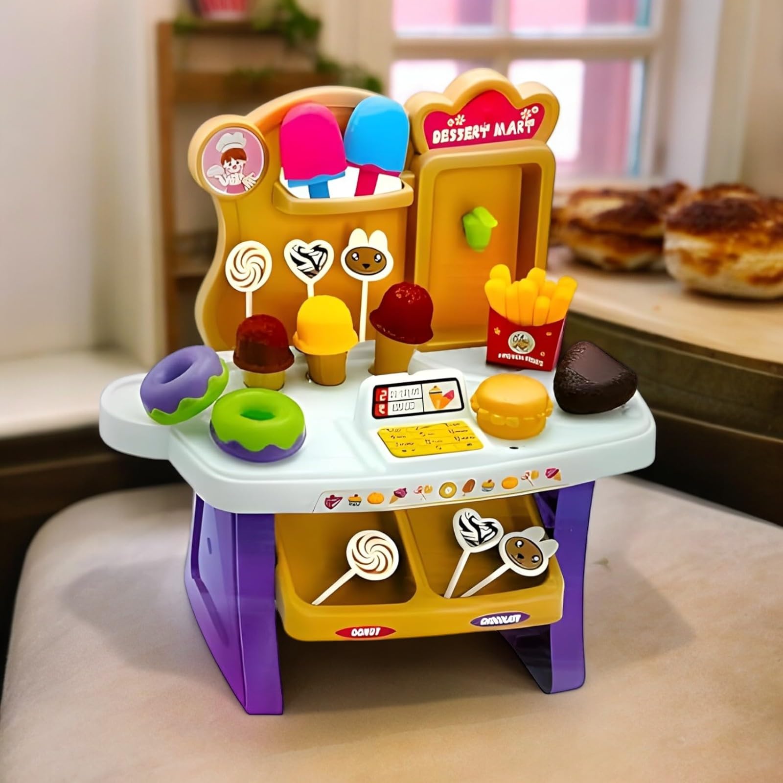 Sabirat Dessert Mart Mini Supermarket Shop, Candy Sweet Shopping Cart, Ice Cream Set Toy for Kids [Pack of: 1, 19pcs] - Image 3 thumbnail
