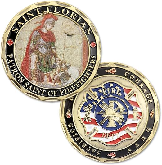 Saint Florian Volunteer Firefighters Prayer Challenge Coin