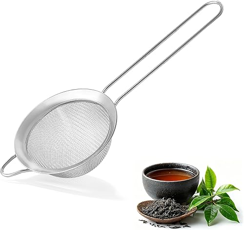 3.35 Inch Silver Fine Mesh Strainer, Stainless Steel Metal Handheld Small Mini S