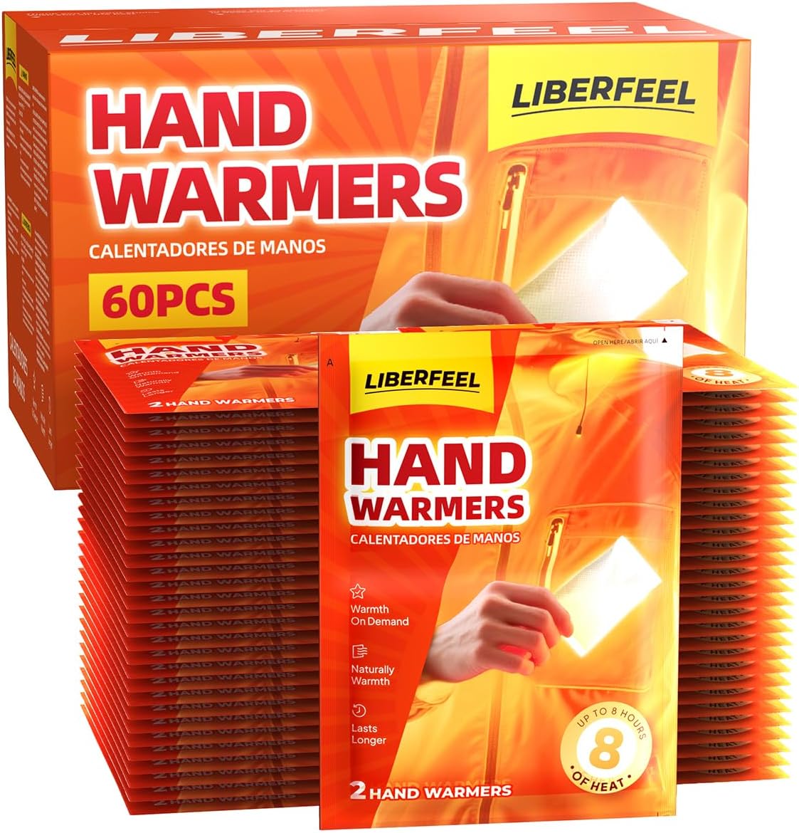 Hand Warmers Disposable 120/80/10 Pcs -Long-Lasting Up to 10 Hours for Warm Hand, Safe Natural Odorless Air Activated Warmers for Camping, Fishing, Winter for Women Men Kids