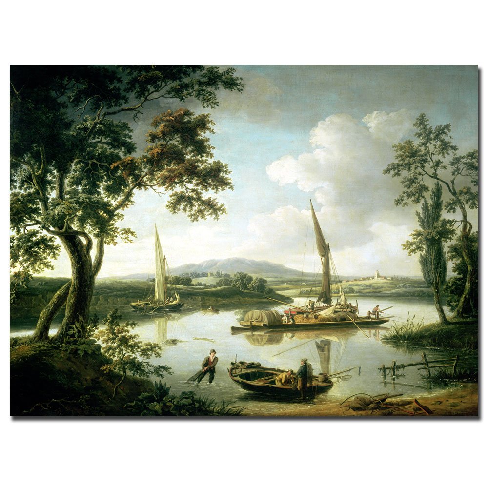 View of the Thames from Shillingford by John Serres, 35x47-Inch Canvas Wall Art