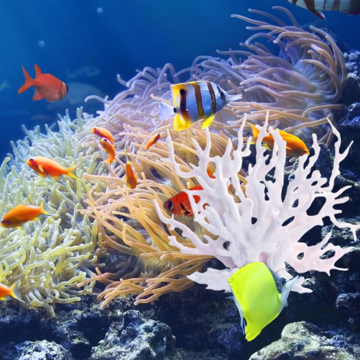 Corallo Marino Artificiale in Resina Bianco Decorazione per Acquario Barriera Corallina