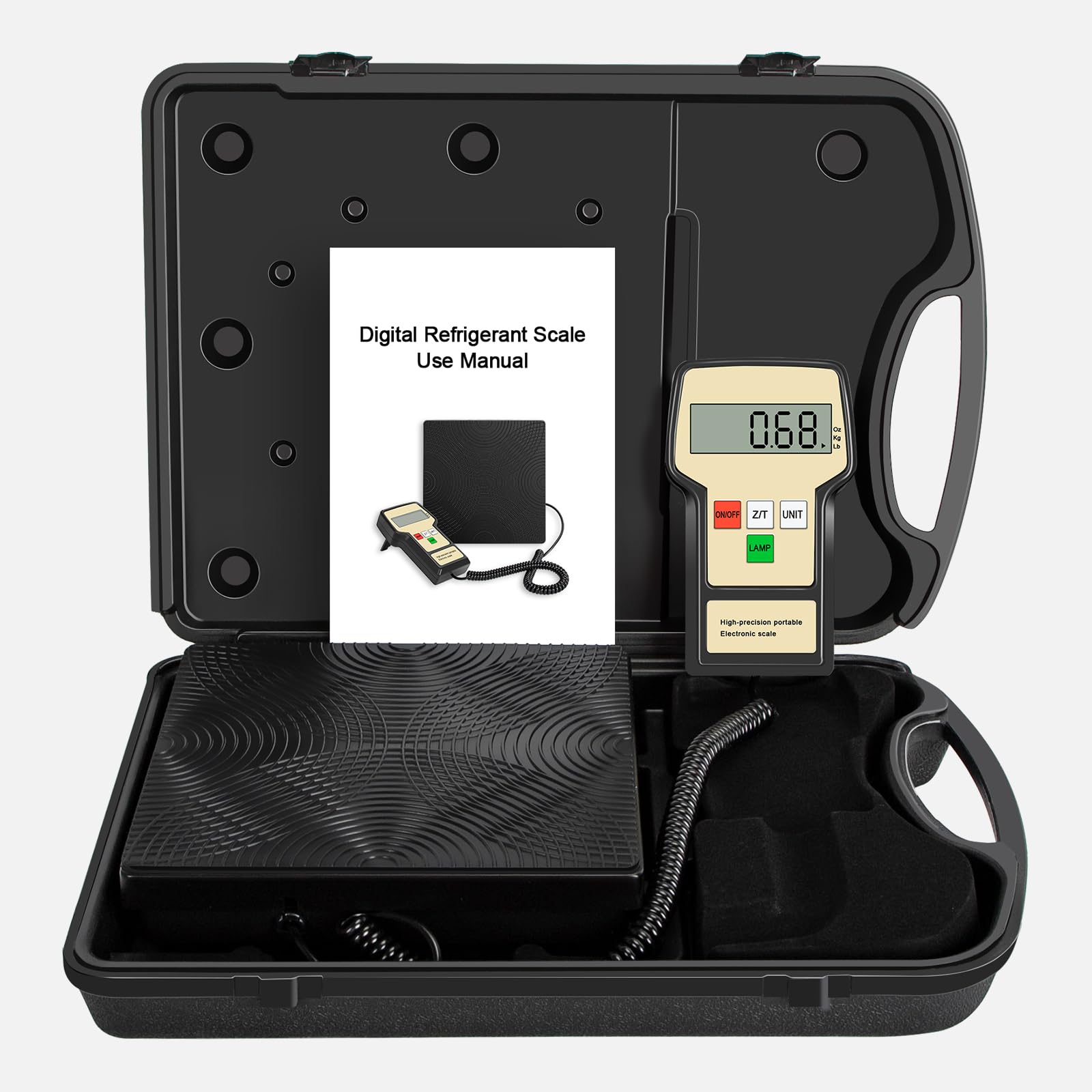 Báscula Electrónica De Refrigerante 100KG Inalámbrica De Carga Para Hvac Caja Portátil Con Cable Remoto Portátil, Estuche de transporte incluido，apta para la carga y el reciclaje de R32 y R454B