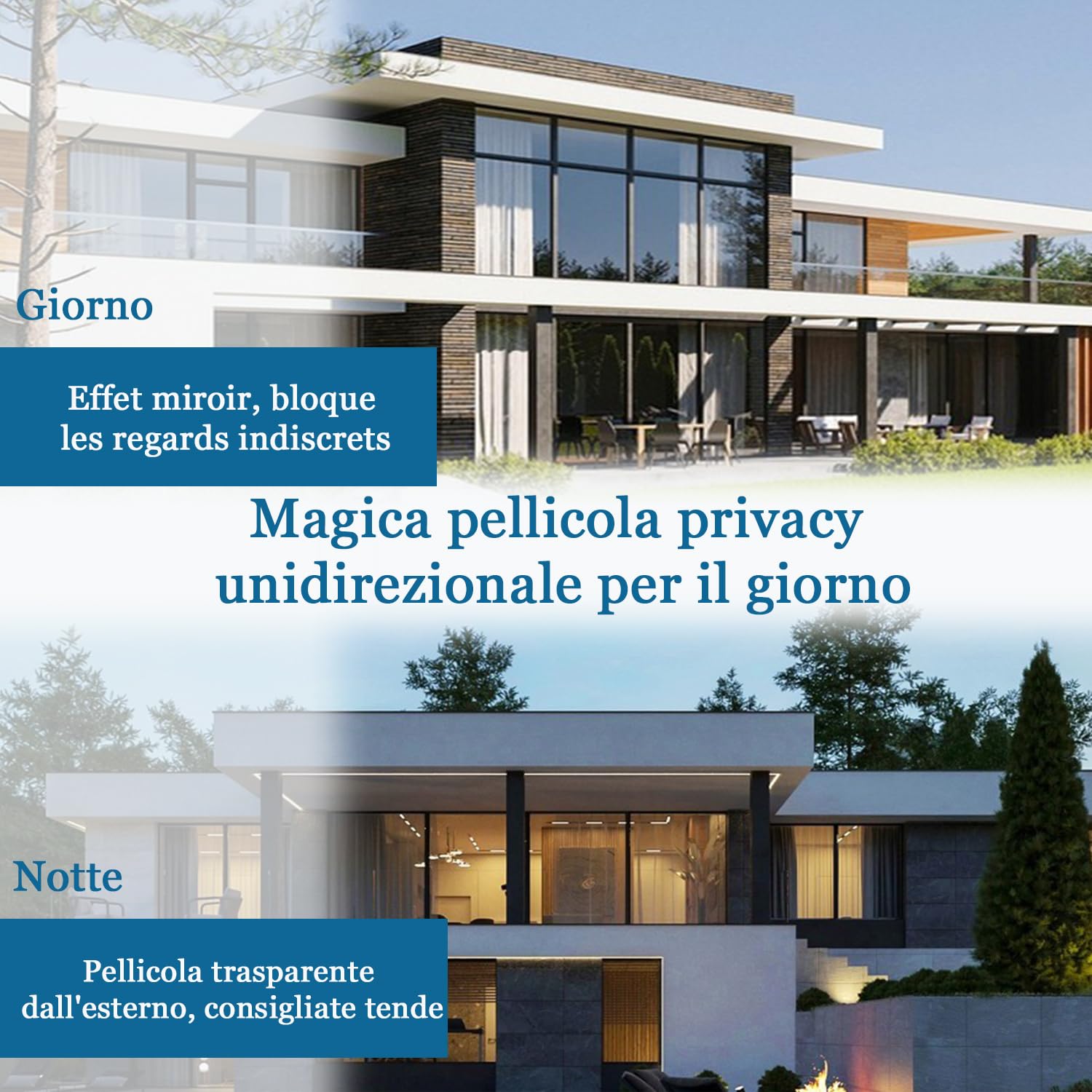 HKC Pellicola Specchio per Vetri Finestre, 44,5 x 400 cm Pellicola per Protezione Solare Autoadesiva, Pellicola Privacy Finestre Anti UV, Pellicola Termica per Finestra Adatto per Ufficio Casa
