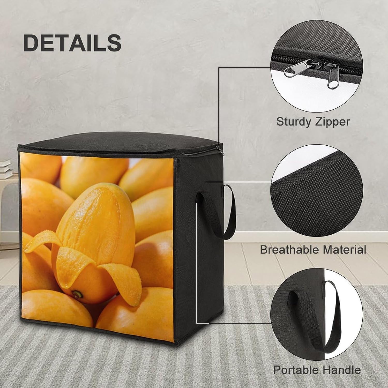 Mango Comforter Storage Bag Moving Bag | Clothes Storage Bins-70L,Moving Bag With Dual Handles For Easy Carrying, Zipper Design Durability for Home,Bedroom,Closet