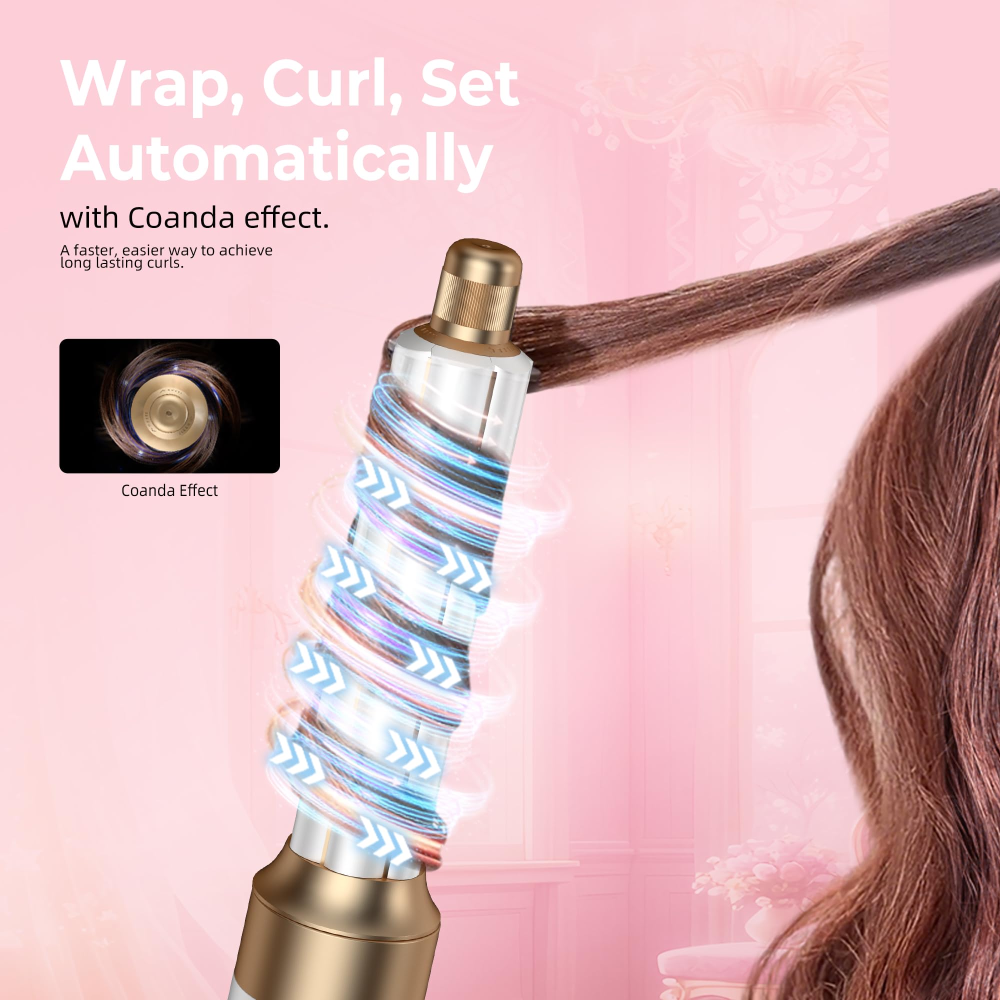 Atopskins Hairstyler 6 in 1 Airbrush Haarstyler Pro Air Styler mit Haartrockner, Auto-Hair Wrap, Warmluftbürste, Föhnbürste, Rundbürstenföhn, Geben Sie dem Haar Volumen, Glätten, Locken und Föhnen