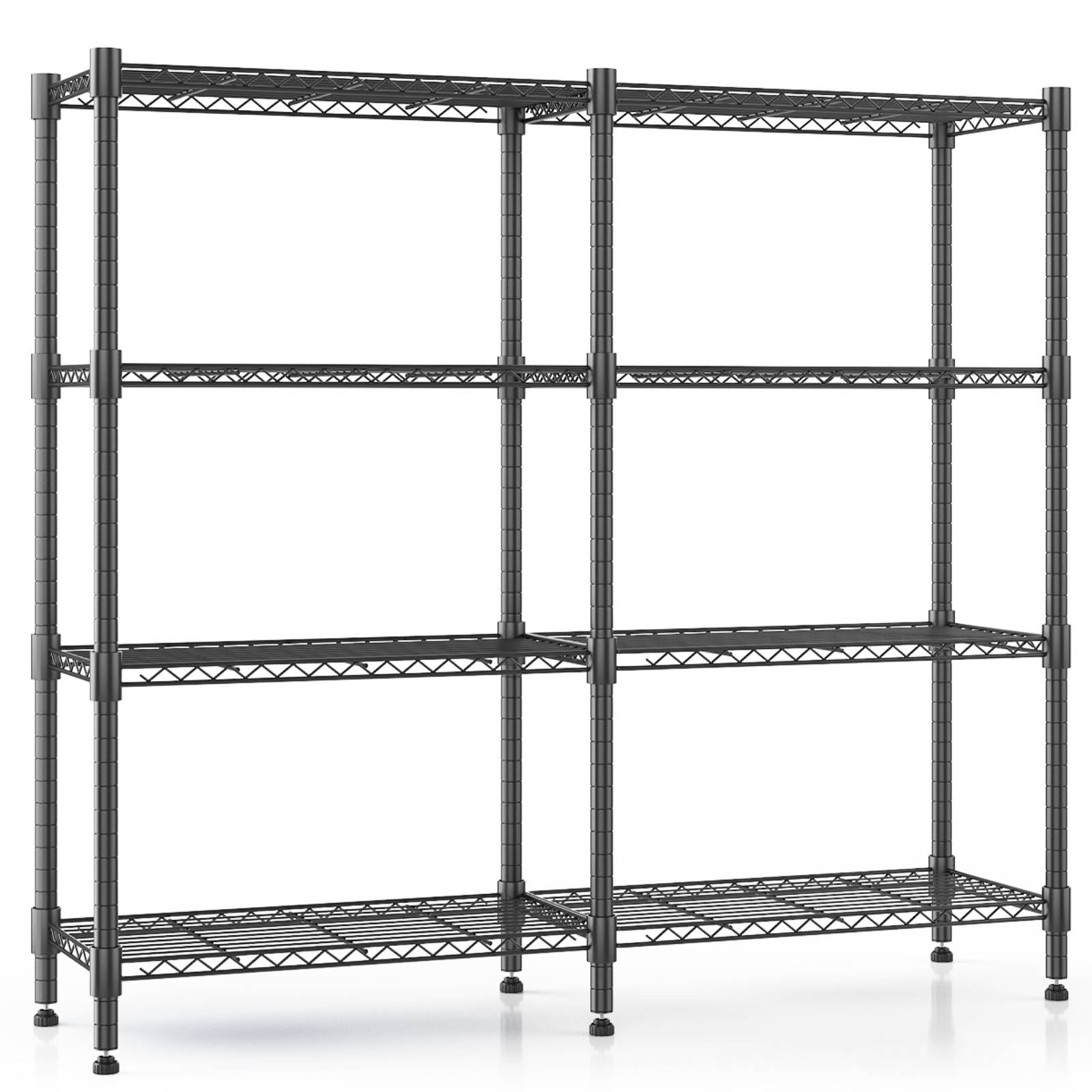 Himimi Scaffali di Stoccaggio a 4 Livelli Scaffale in Filo Metallico per Stoccaggio Scaffale Regolabile in Altezza Pesante per Garage Scaffali per Dispensa Organizer da Cucina, 152 * 35 * 152cm Nero