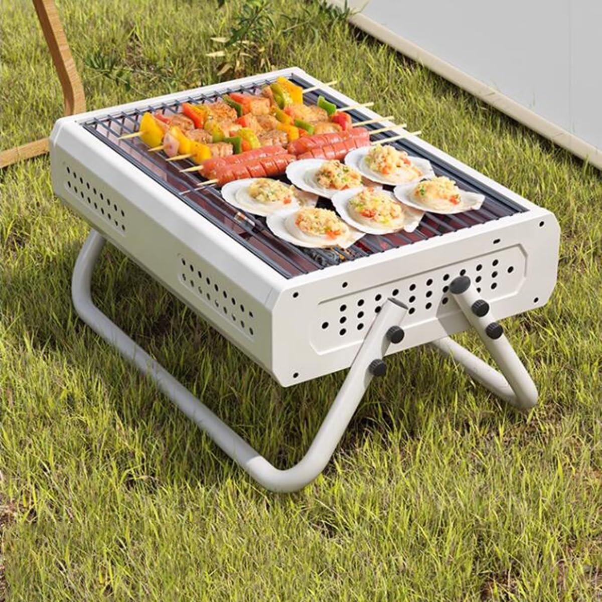 Grill Barbecue Pieghevole Barbecue A Carbone Portatile, Griglia A Carbone Da Balcone, Piccolo Grill Da Tavolo All'aperto Per Campeggio, Picnic, Giardino, Spiaggia, Festa (Color : /Black)