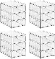 Vista 8 de mDesign Plastic Stackable Organizer with 3 Drawers - Pull-Out Drawer Storage Bin for Bathroom Sink/Cabinet Organization - Perfect for Makeup, Small