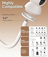 Vista 3 de Soporte de piso para monitor de bebé de altura ajustable de 82 pulgadas con cuello de cisne flexible, sin taladros y sin herramientas, base