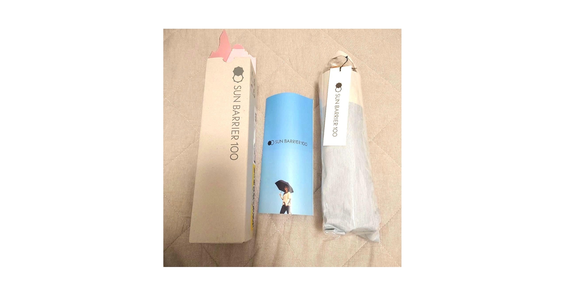 美品 SUNBARRIER100 折りたたみ日傘３段折り moku ブルー 3段折 / moku | 完全遮光日傘｜サンバリア100