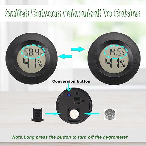 Miniatura 3 de Mini higrómetro termómetro digital de humedad para interiores y exteriores, monitor de humedad para interiores y exteriores, termómetro de reptiles