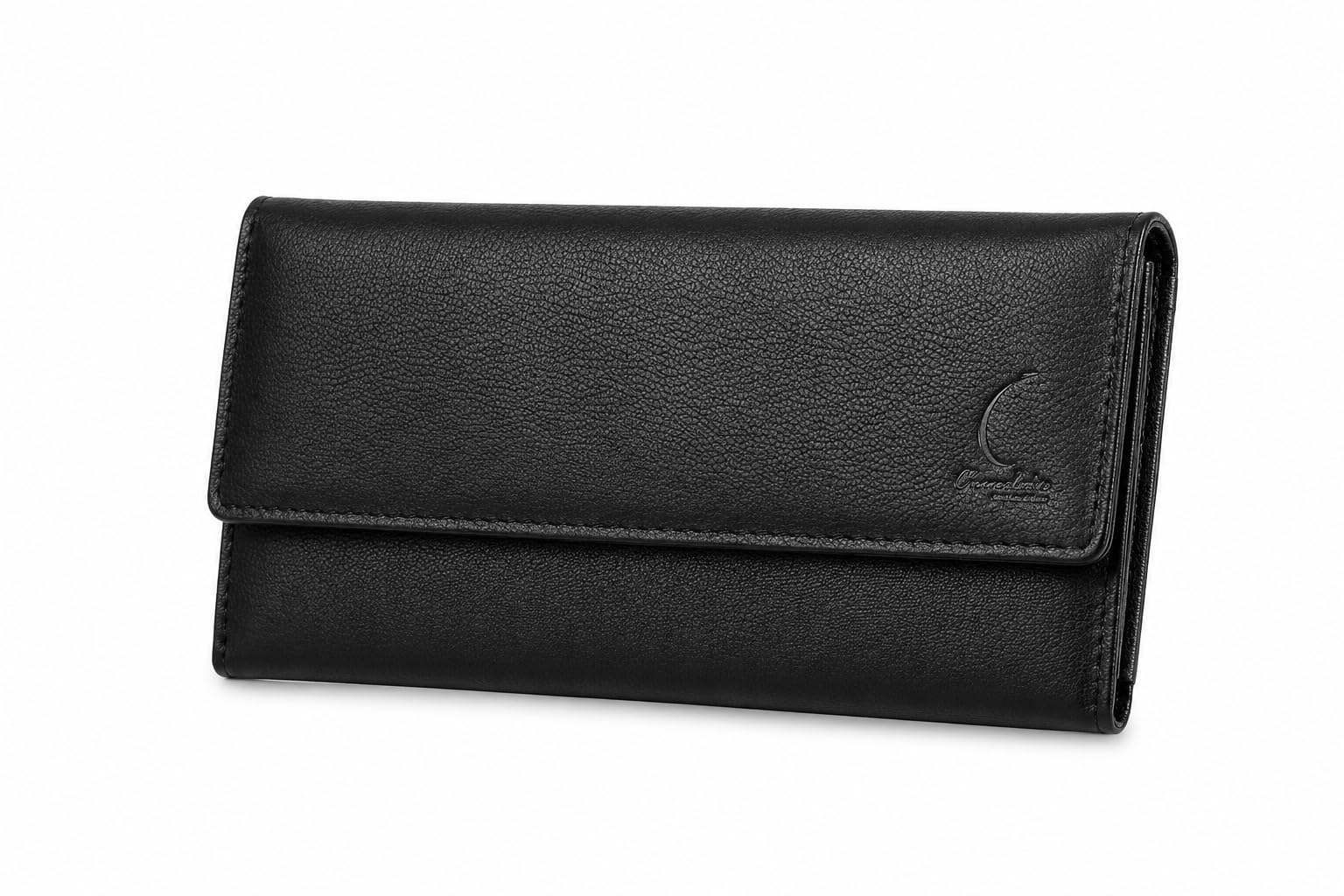 Genuine Leather Multi-Pocket Wallet for Women | 7 Card Slots 2 ID Slots 1 Secret Pocket 2 Zipper Pockets Button Strap | Stylish Ladies Purse | Gift for Her | Black-image-32