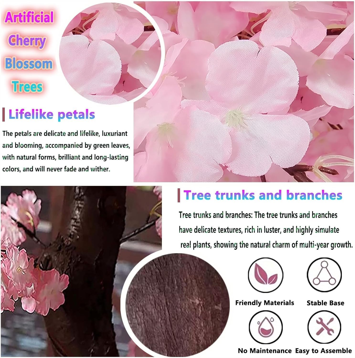 Künstliche Kirschblütenbäume,Japanischer Kirschbaum Künstlich Rosa, Kirschblütenbaum Künstlich XXL,Sakura Baum, für Zuhause,Hochzeit,Party,Garten,1.8x1.5m/5.9x4.9ft