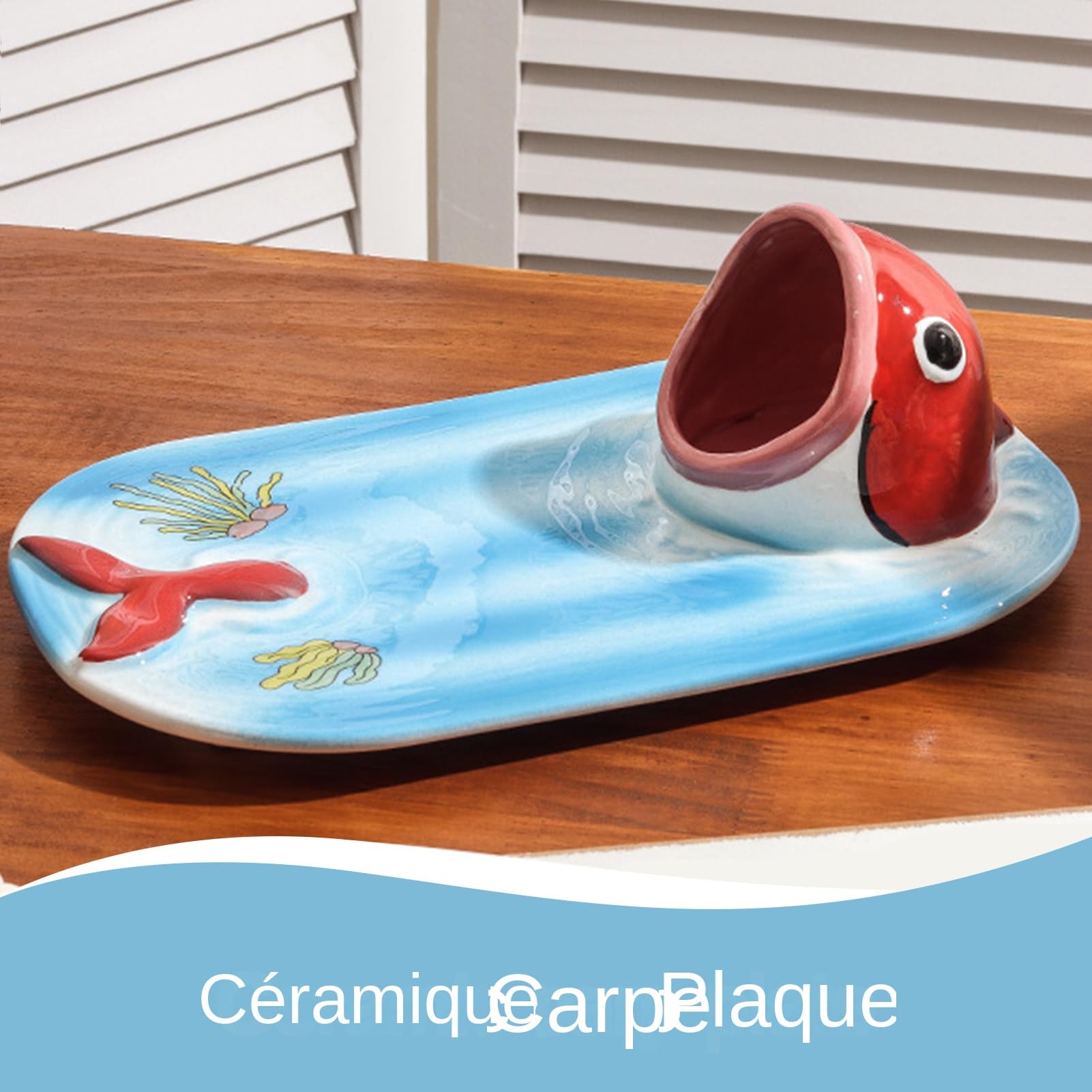 Plat à Sushi Assiettes à Sushi à Motif Carpe | Plat en Céramique et Bol Peint à la Main pour Fête, Cuisine, Nourriture, Hôtel, Déjeuner, Dîner, Restaurant, Maison, Salade