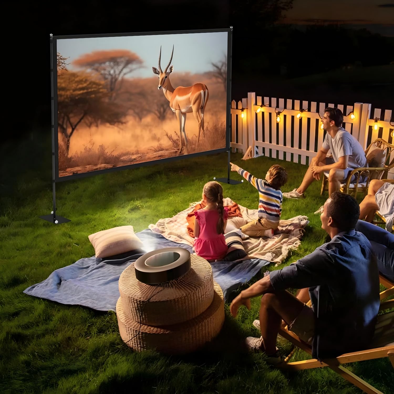 STWUI Outdoor Projector Screen with Stand-100 Inch 16:9 4K HD Portable Projector Screen Outdoor Indoor Front & Rear Projection Screen Lightweight Movie Screen with Carry Bag for Home,Backyard,Camping view 2