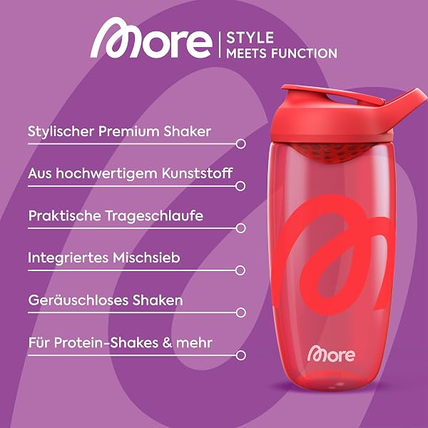 MORE Premium Shaker, 700 ml, Lila, integriertes Mischsieb & Trageschlaufe, geräuschlos, mit hochwertigem ECOZEN Kunststoff - 3