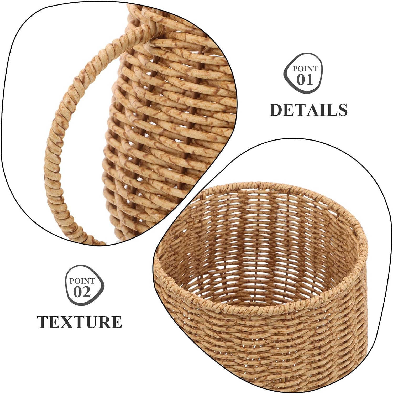 Storage Basket for Kitchen Countertop and Household Setting Faux Rattan Coffee Cup Shaped with Ventilated Multi-purpose Design, Pp and Iron Material, Compact Organizer