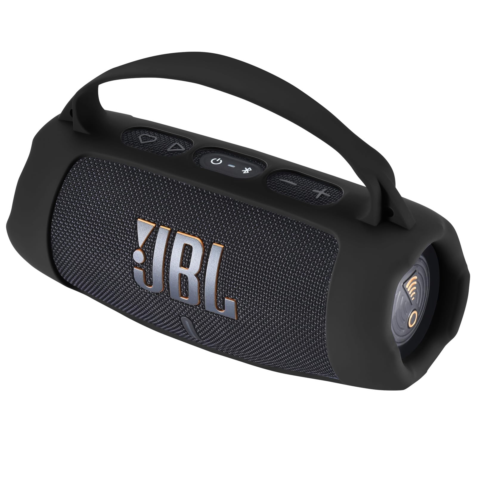 Étui Housse pour JBL Charge 5, Coque en Silicone Compatible avec JBL Charge 5 (Wi-FI) Enceinte, Housse de Protection avec Poignée et Bandoulière (Noir)