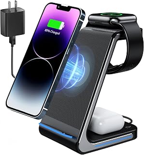 3 in 1 Wireless Charger, Multi-Device Fast Charging Station for iPhone 14/13/12/11/13/12Mini/ Pro, Pro Max/XS Max/XS/XR/8/8Plus, for iWatch SE 8/7/6/5/4/3/2, AirPods/2/3/Pro/AirPods Pro 2