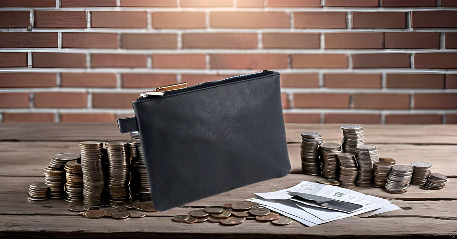 Image secondaire de Porte-monnaie en cuir noir Alassio 42233 avec fermeture éclair