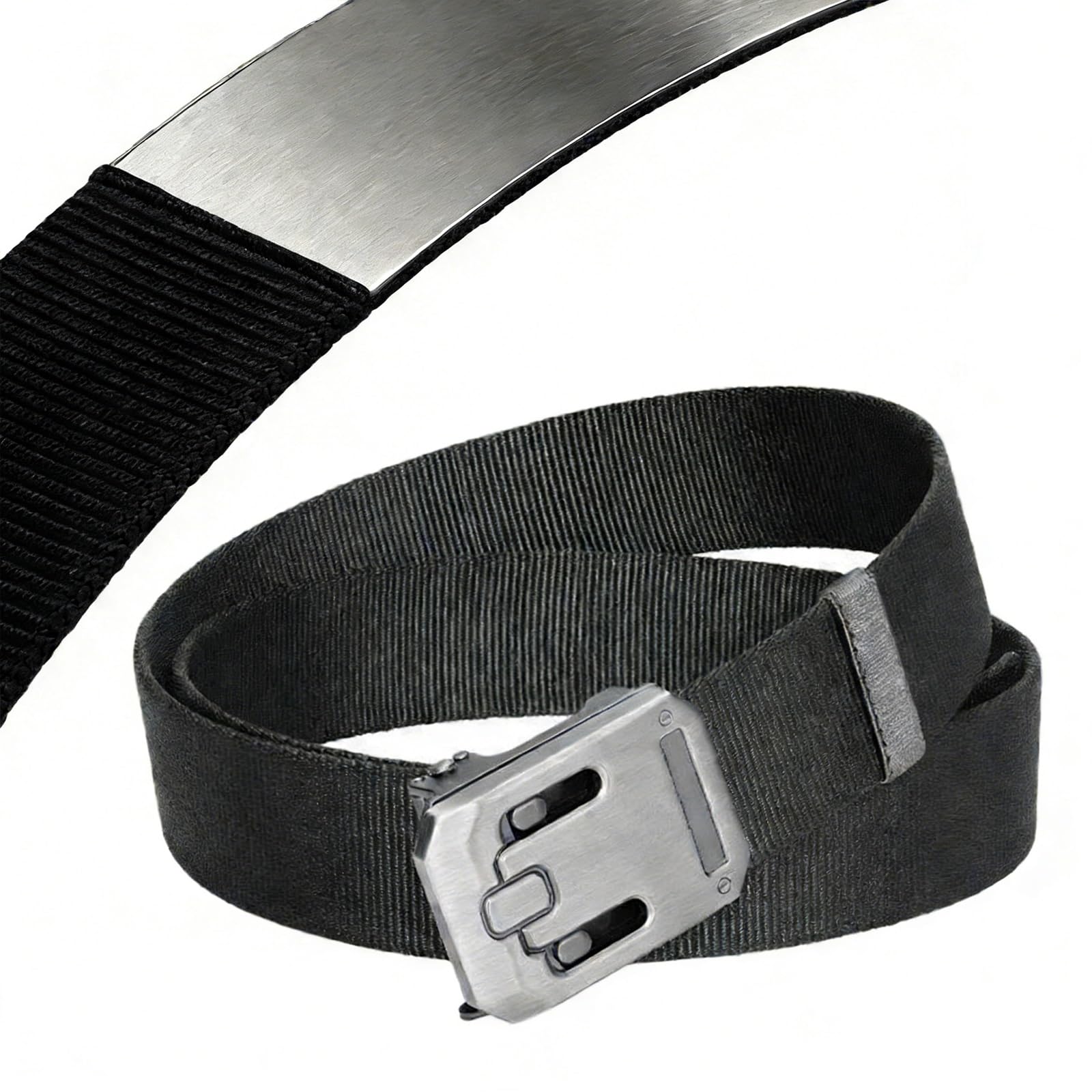 Genérico Hebilla Magnética de Acero Inoxidable de Liberación Rápida, Cinturón Forrado de Acero, Cinturón Táctico Deportivo/Laboral de 3.8 Cm de Ancho.