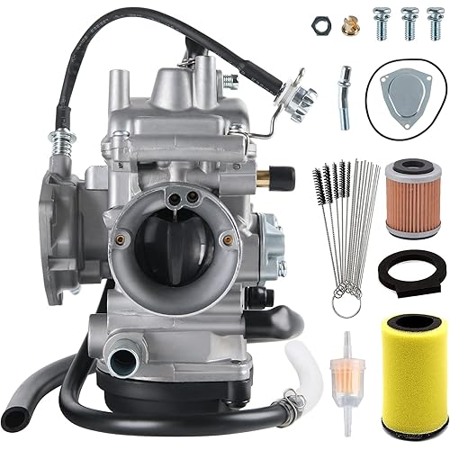 Carburetor Compatible with Yamaha 2000-2006 Big Bear YFM 400 YFM400,Kodiak 400,2007-2010 Wolverine 450,2007-2014 Grizzly 350 450 ATV With Cleaner Brush,Air Fiter,Fuel Filter