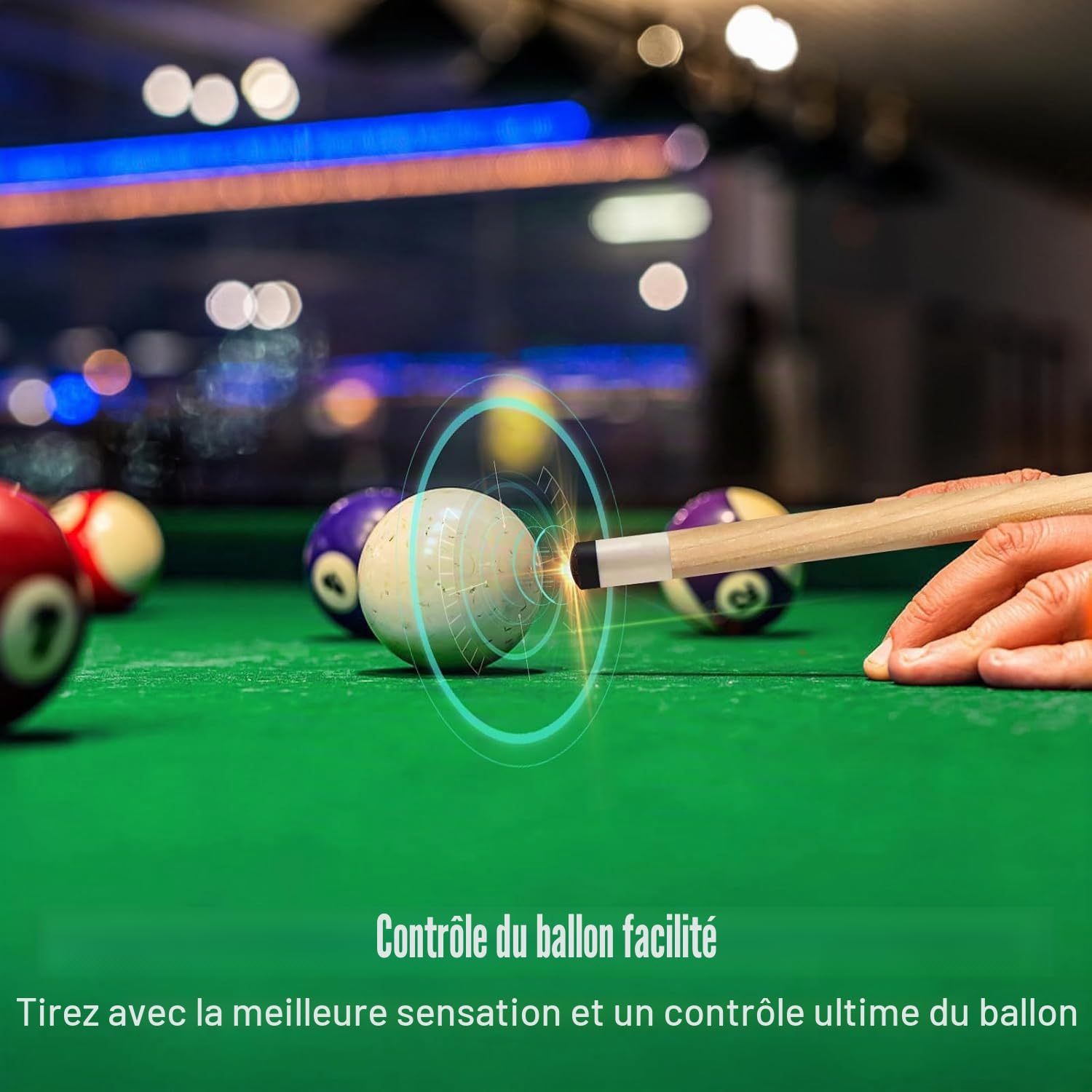 Queue de Billard, 58 Pouces 19 Oz Pool Cue Stick Bâtons de Billard en Bois Dur de Pointes de 13 mm pour Joueur Professionnel de Billard