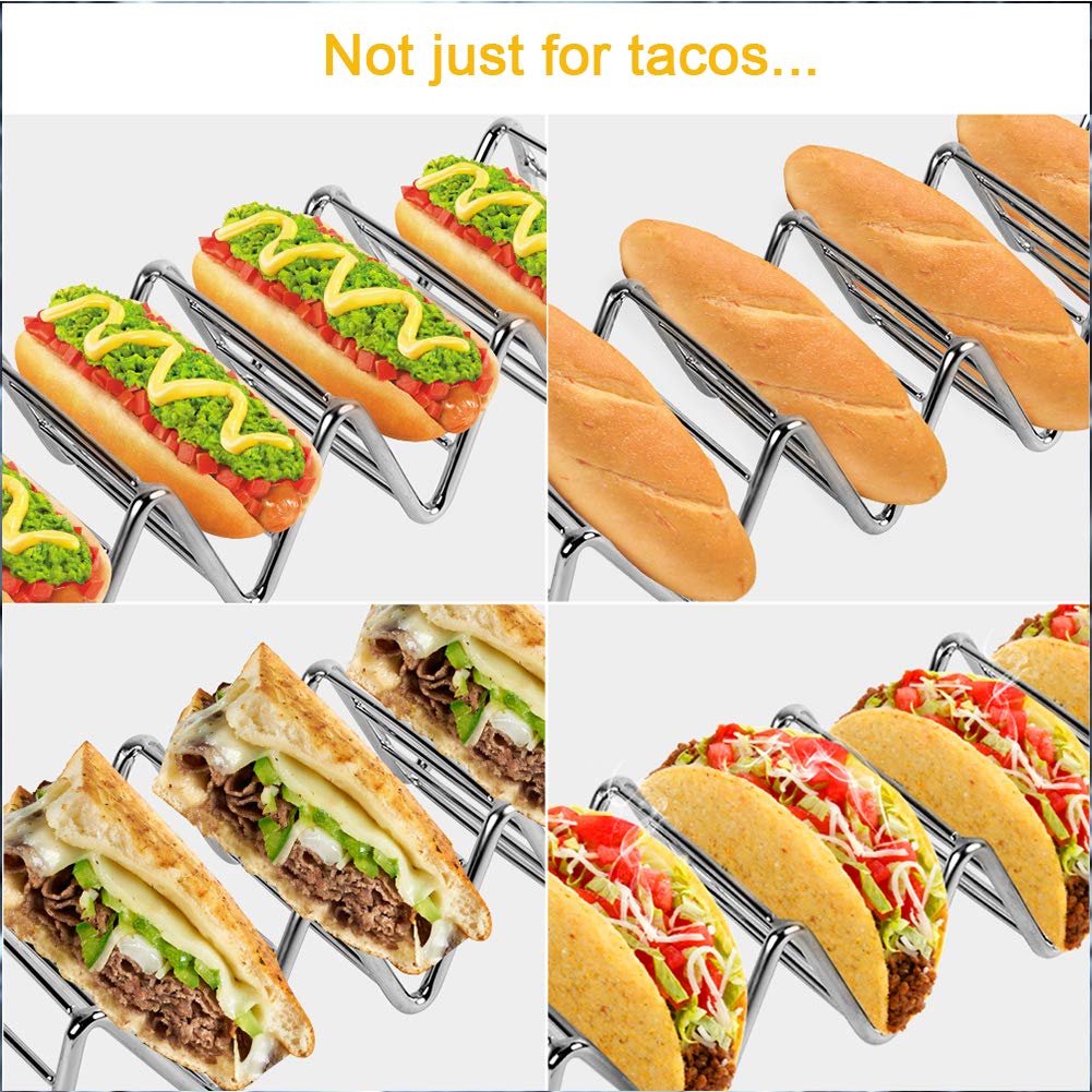 WUZJ 2pack Taco Holder Taco Stand Stainless Steel Rustproof Taco Rack Hold 2 Or 3 Taco Shells Taco Truck Tray For Oven Baking