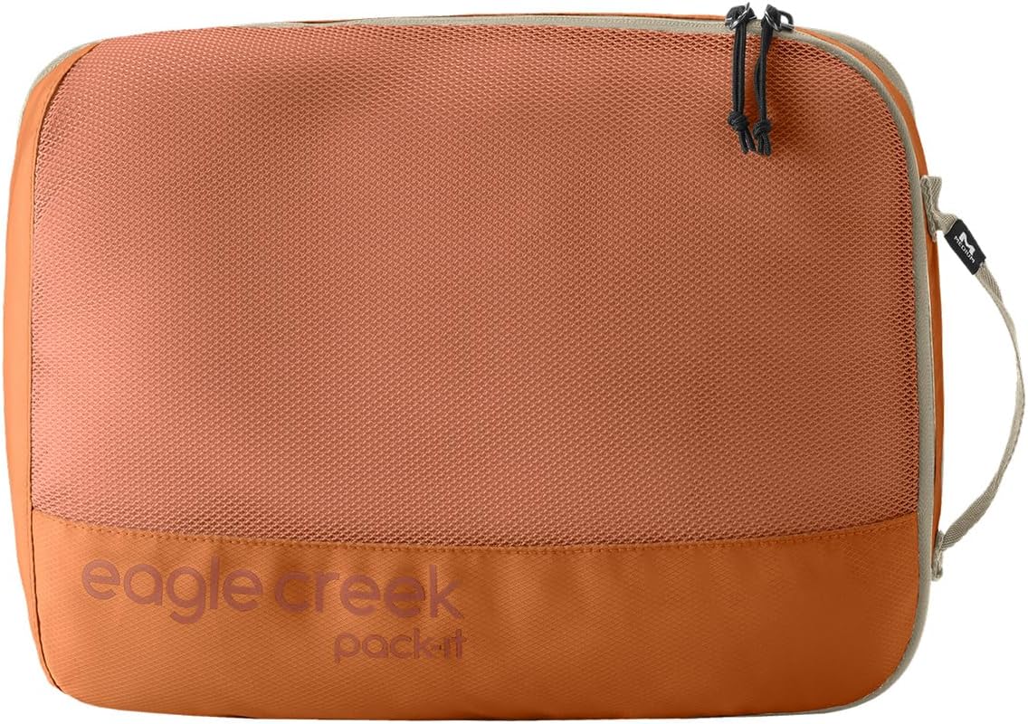 Eagle Creek Pack-It Reveal Expansion Cube - Adjustable Storage Expansion Cube for Travel - Durable Compression Zipper - Water-Resistant - Sustainable - Medium - Mandarin