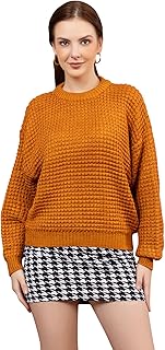 swaaglok - style that speaks Women’s Knit Sweater | Casual Round Neck Long Sleeve Pullover | Warm Textured Pattern Winter Wear for Daily & Office Outfits-picture-22