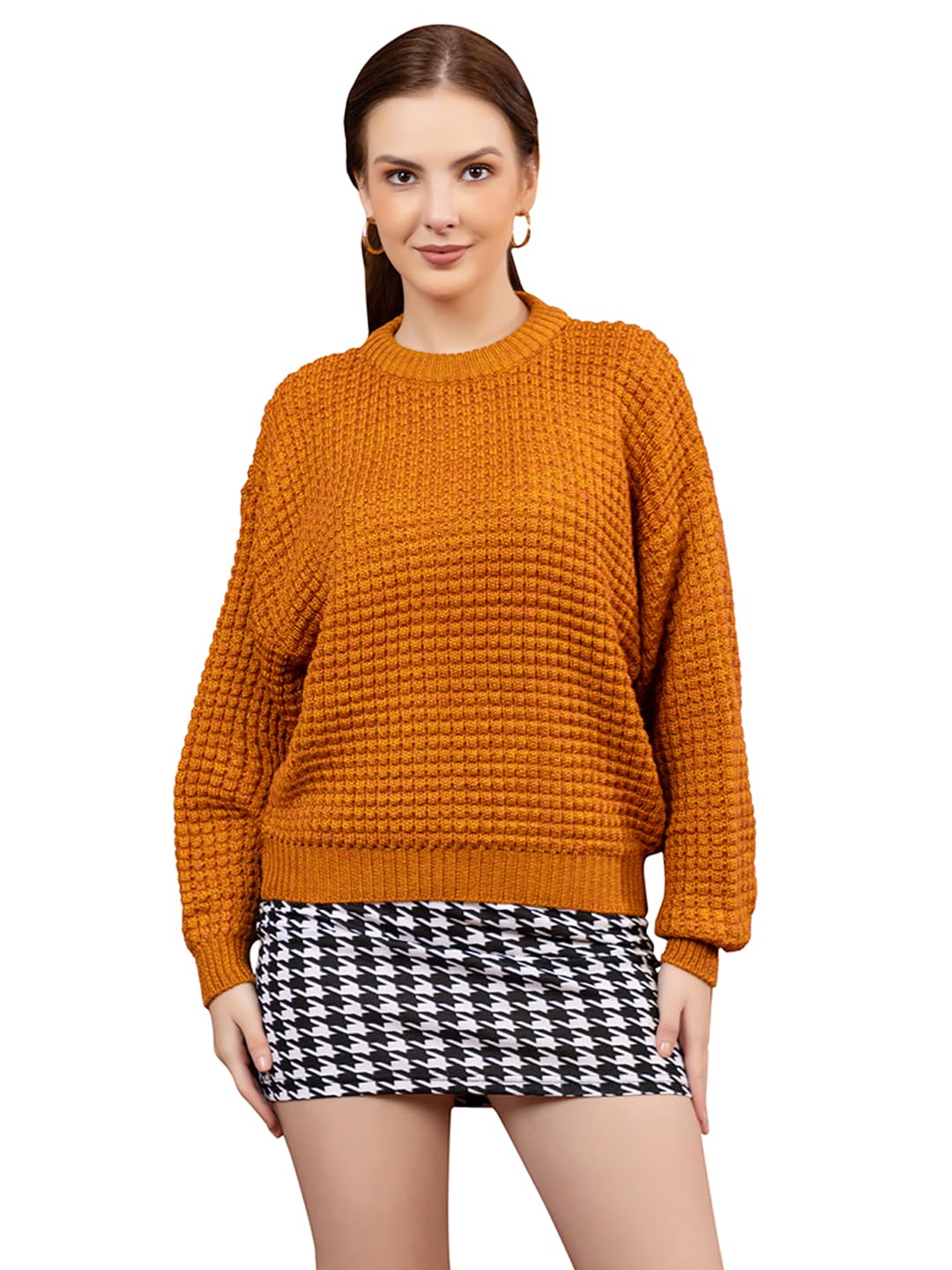 Women’s Wool Blend Waffle Knit Sweater | Cozy Long Sleeve Winter Pullover with Crew Neck | Soft & Breathable Knitwear for Work, Travel-image-46