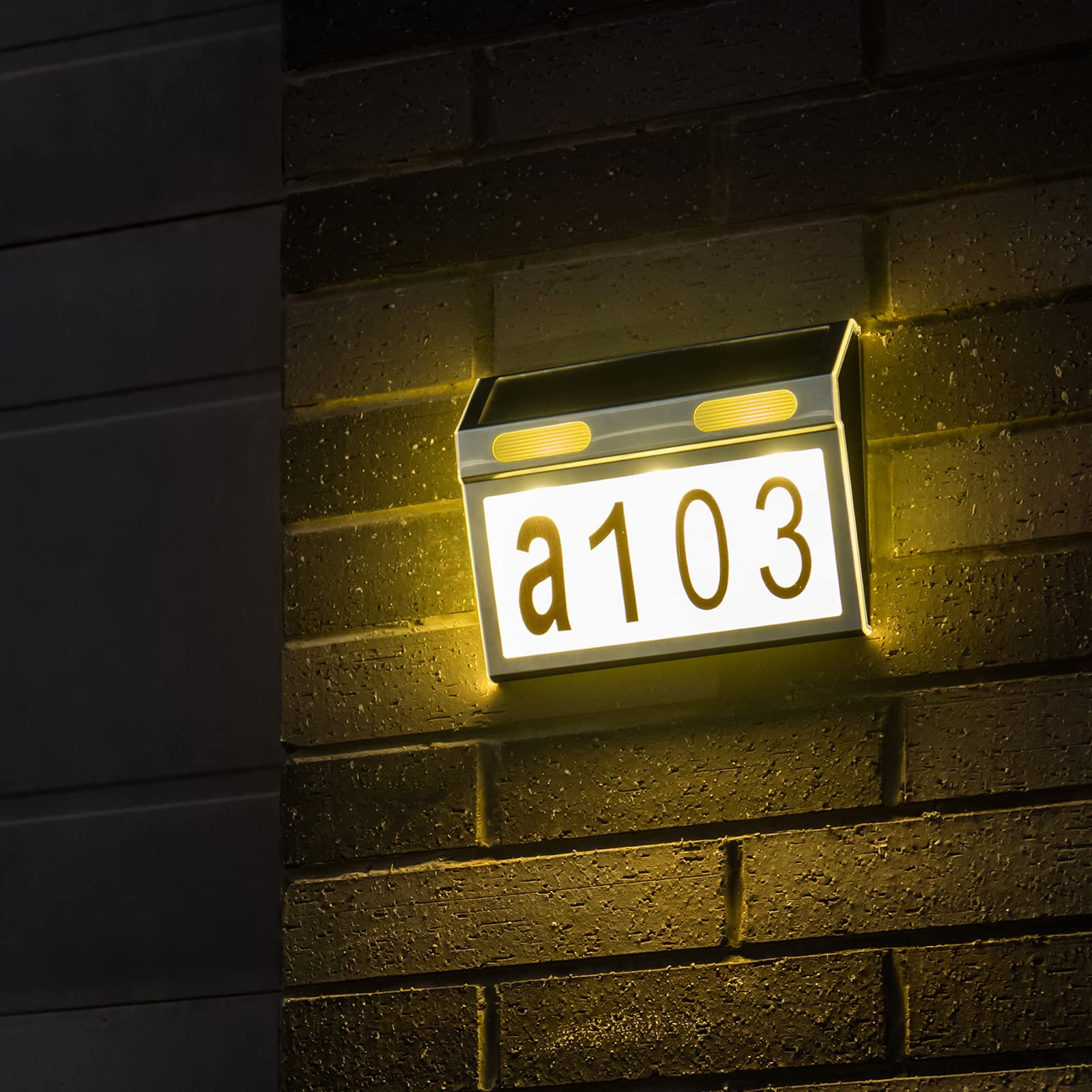 IP65 Solarna lampka numeryczna do drzwi, ze stali nierdzewnej, na zewnątrz, LED, solarne tablice z numerami domu z 3 trybami jasności, światła na ścianę, na zewnątrz, znaki numeryczne