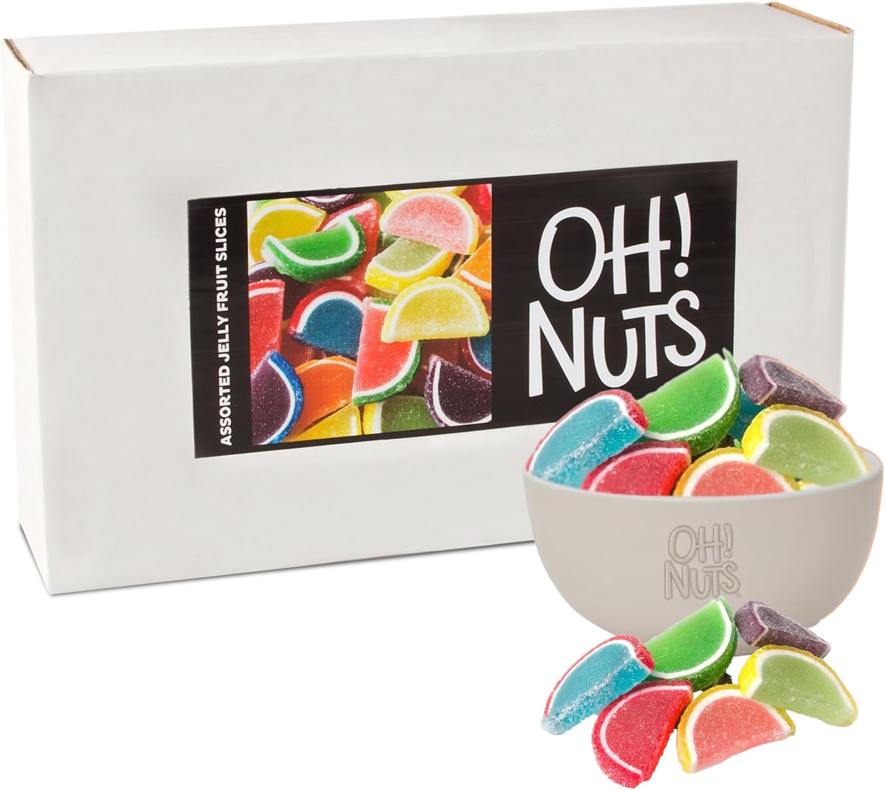 Oh! Nuts Jelly Fruit Slices Large Assorted Sugar Candy - 5lb Bulk Bag | Traditional Old Fashioned Chewy Gummy Sweet Confectionery | Vegan, Gluten-Free, Kosher Certified Pareve (150 CT)