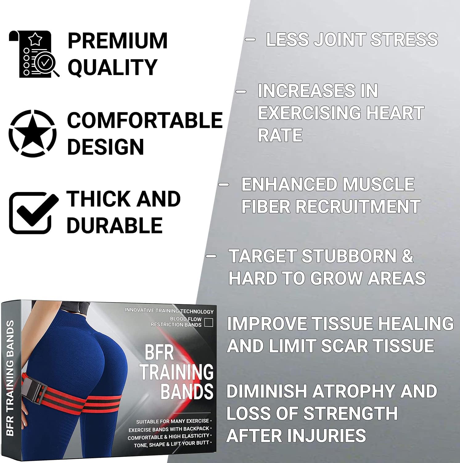 Occlusion Bands, Set of 2 Blood Flow Restriction Bands, BFR Training Bands, Exercise Bands, Weight Lifting Bands for Men and Women w/ 2" Wide Adjustable Straps for Leg, Thigh, Bicep and Glutes Workout : Sports & Outdoors