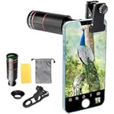 2025 Newly 32X Phone Camera Lens Telephoto Mobile Lens for iPhone and Android Zoom Cellphone Camera Lens with Phone Clip for Picture Video Taking (Black)