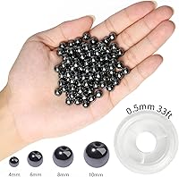 Vista 2 de 100 cuentas de hematita negra lisa natural de 0.236 pulgadas (0.236 in), cuentas redondas sueltas de piedra para fabricación de joyas con cordón