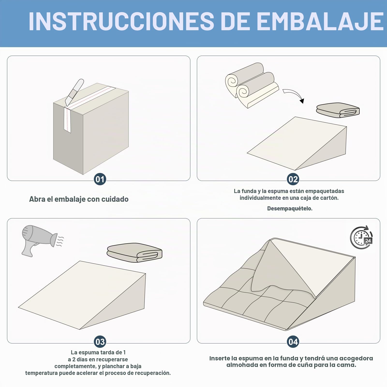 Cojín cuña para cama y sofá - Doble capa de espuma viscoelástica para leer - Cojín ortopédico para la cama para reflujo y apnea del sueño, cojín para la espalda perfecto para el apoyo de la